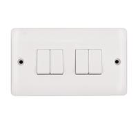 Deta Vimark VP1244 Pro White Moulded 4 Gang 2 Way 10AX Plate Switch