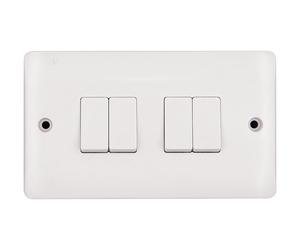 Deta Vimark VP1244 Pro White Moulded 4 Gang 2 Way 10AX Plate Switch