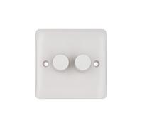 Deta Vimark VP1415 Pro White Moulded 2 Gang 250W Universal Dimmer with Multiway Dimming