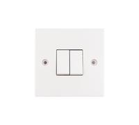 Deta Vimark VS1204 White Moulded Square Edge 2 Gang 2 Way 10AX Plate Switch