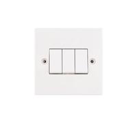 Deta Vimark VS1205 White Moulded Square Edge 3 Gang 2 Way 10AX Plate Switch