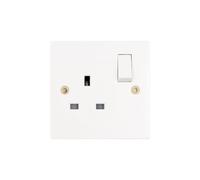 Deta Vimark VS1207SP White Moulded Square Edge 1 Gang 13A Switched Socket SP