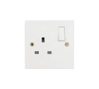 Deta Vimark VS1207SPR White Moulded Square Edge 1 Gang 13A Switched Socket SP Recessed Switch