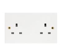 Deta Vimark VS1208 White Moulded Square Edge 2 Gang 13A Unswitched Socket