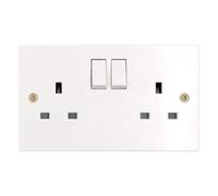 Deta Vimark VS1209SP White Moulded Square Edge 2 Gang 13A Switched Socket SP