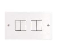 Deta Vimark VS1244 White Moulded Square Edge 4 Gang 2 Way 10AX Plate Switch