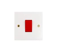 Deta Vimark VS1300 White Moulded Square Edge 50A DP Switch Red