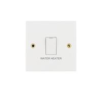 Deta Vimark VS1390WH White Moulded Square Edge 20A DP Switch Marked 'Water Heater'