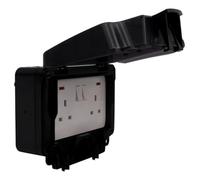 Deta VWP1209DPN WeatherPro IP66 13A Switched Socket DP with Neons 2 Gang