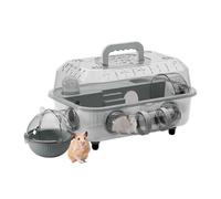 Detachable 2-Layer Transparent Hamster Cage 37x25x22cm, Small Pet Tank with Tunnel and Silent Wheel, Multi-Functional Habitat for Exercise, Resting, Hiding, Sleeping for Mice & Small Rodents