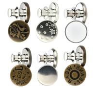 Detachable Alloy Jeans Waist Buttons 6pcs Mixed Style Replacement