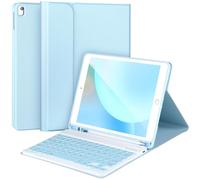 Detachable Bluetooth Keyboard Case for iPad 10.2 inch - 9th Gen with Pencil Holder, Blue