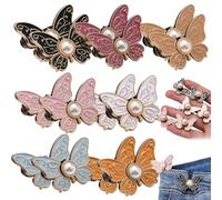 Detachable Butterfly Clips, 7/14 Packs Detachable ButterflyClips, Adjustable Waist Buckle, No Sew No Tools Required, Reusable Decorative Metal Pins, for Loose Jeans Pants Jackets (14 Pcs)