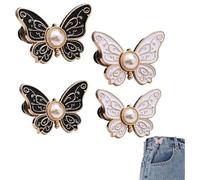 Detachable Butterfly Clips, Butterfly Pant Waist Tightener, Instant waist buckle that does not require sewing,Cute jeans buckle pin waist tightener, adjustable waist buckle clip (A# 4pcs)
