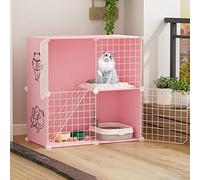 Detachable Cat Enclosure Indoor Pet Cage with Hammock & Nest - Multi-Cat Playpen, DIY Ferret Carrier, Spacious 29.5"L x 19.2"W x 42.9"H Critter Home