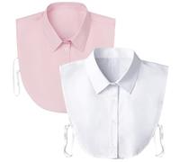 Detachable Dickey Collar Blouse for Women, Fake Half Shirts Faux False Collar for Girls Favors, White & Pink, One Size