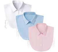 Detachable Dickey Collar Blouse for Women Fake Shirt Collar for Girl, 3 Pcs