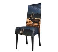 Detachable Dining Chair Cover WHJDPP Elk in The Meadow Printing Soft, Comfortable for Home, Hotel, Wedding Banquet, Banquet, Conference, Ceremony Decorations