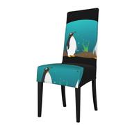 Detachable Dining Chair Cover WHJDPP Penguins in The Underwater World Printing Soft, Comfortable for Home, Hotel, Wedding Banquet, Banquet, Conference, Ceremony Decorations