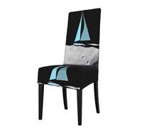 Detachable Dining Chair Cover WHJDPP Small Sailboat on The Moon Printing Soft, Comfortable for Home, Hotel, Wedding Banquet, Banquet, Conference, Ceremony Decorations