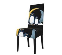Detachable Dining Chair Cover WHJDPP Space Penguins on The Moon Printing Soft, Comfortable for Home, Hotel, Wedding Banquet, Banquet, Conference, Ceremony Decorations