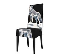Detachable Dining Chair Cover WHJDPP Wolf on The Rock Printing Soft, Comfortable for Home, Hotel, Wedding Banquet, Banquet, Conference, Ceremony Decorations