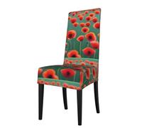 Detachable Dining Chair Cover WHJSHOP A Bright red Poppy Field Pattern Soft, Comfortable for Home, Hotel, Wedding Banquet, Banquet, Conference, Ceremony Decorations