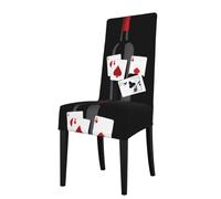 Detachable Dining Chair Cover WHJSHOP Red Wine and Playing Cards Prints Soft, Comfortable for Home, Hotel, Wedding Banquet, Banquet, Conference, Ceremony Decorations
