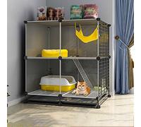 Detachable DIY Cat Playpen & Kennel for Indoor Cats Ferret Crate with Ladders & Bed Ideal Exercise Space for 14 Cats Large Size 72x37x82cm