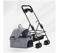 Detachable Dog Pet Travel Stroller Pet Dog Strollers for Small Medium Dogs Cat Carriers & Strollers Pet Portable Separable Carrier Trolley with Cup (Green) (Grey a)
