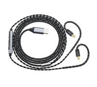 Detachable Earphone Cable Mic, Silver-Plated OFC, 0.78mm 2-Pin, for BRAIDED PVC, Compatible with for SHURE MMCX/A2DC, Black(IE100/400/500Pro)