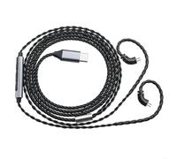Detachable Earphone Cable Mic, Silver-Plated OFC, 0.78mm 2-Pin, for BRAIDED PVC, Compatible with for SHURE MMCX/A2DC, Black(Bend 0.78)