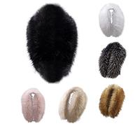 Detachable Faux Fur Collar Wrap for Women Hood Collar Shawl Stole Neck Warmer for Winter Coat Faux Fur Collar Scarf,5XL,Black