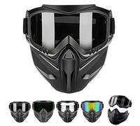 Detachable Full Face Goggle Mask, Anti-Fog Windproof Impact Resistant Protective Shield,Removable Safety Goggles for Welding Motorcycle Riding Outdoor Work (A)