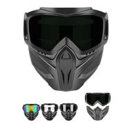 Detachable Full Face Goggle Mask, Goggle Mask for Welding & Riding, Anti-Fog Windproof Impact Resistant Face Protection (Black)