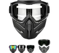 Detachable Full Face Goggle Mask,Goggle Mask for Welding & Riding,Anti-Fog Windproof Impact Resistant Face Protection Shield, Anti-Fog Shield Cool ATV Tactical Protection Glasses Mask (transparent)