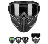 Detachable Full Face Goggle Mask,Goggle Mask for Welding & Riding,Protective Face Shield,Anti-Fog Windproof Impact Resistant Face Protection Shield (Gray)