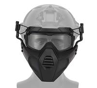 Detachable Full Face Tactical Military Mask and Goggles Set Attach to Helmet for Army Airsoft Paintball Skiing