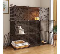 Detachable Indoor Cat Cages & Playpen - Metal Kennel for Kittens & Small Pets, DIY Assembled Cat Villa Crate, Black, 27.5" L x 17.7" W x 27.5" H