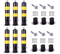 Detachable Iron Traffic Barricade Post with Reflective Warning Tape - Durable and Versatile for Effective Parking Management(H65cm 6pc)