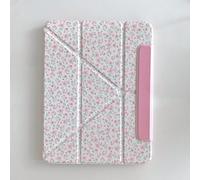 Detachable Magnetic 360 Rotating Adjustable Kickstand Hard PU Folio Case for Apple White Pink Rose Flower Floral Pretty Chic Cute Lovely Girls (for iPad 9 10.2-inch 9th Generation 2021)