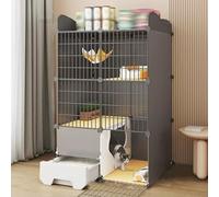 Detachable Metal Cat Cage with Built-in Litter Box and 360° Wheels for Easy Indoor/Outdoor Mobility