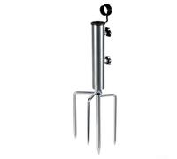 Detachable Metal Parasol Stand with 4-Prong Spike for Outdoor Grass Sand Beach, Robust Umbrella Base Socket for Garden Patio, Stable Ground Anchor in Windy Weather, Metallic Colour Finish