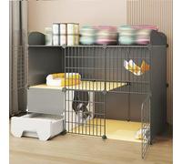 Detachable Metal Wire Cat Cage with Built-in Litter Box, 360°Caster Wheels for Easy Mobility, Ideal for Indoor/Outdoor Use in Homes and Pet Shops