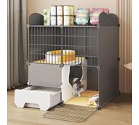 Detachable Metal Wire Cat Cage with Built-in Litter Box, 360°Caster Wheels for Easy Mobility, Ideal for Indoor/Outdoor Use in Homes and Pet Shops