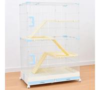 Detachable Metal Wire Cat Cages, 4 Tier Indoor Cat Enclosure with Double Drawer Tray and Skylight, Ideal for 1-2 Kittens