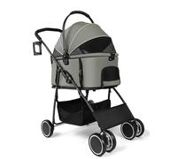 Detachable Pet Stroller - 3 in 1 Dog Cat Travel Carriage - Foldable Carrying Bag w/Universal Wheels, Storage Brake, Canopy, Cup Holder,Green-Large