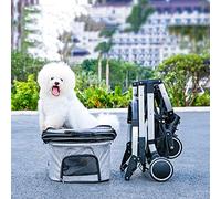 Detachable Pet Stroller, 3 in 1 Multi-Functional Dog Cat Pram Buggy Pushchair with 4 Wheels, One-Click Folding, Medium Small Pet Car Seat