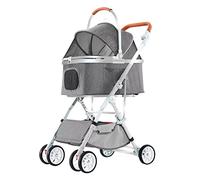Detachable pet Trolley Strollers,Pet Trolley, 3 in 1 Dog Strollers for Portable Dog Bag Carrier/car seat Basket,cat and Dog Universal pet pushcahir pram with Adjustable Awning,4-Wheels(Grey)