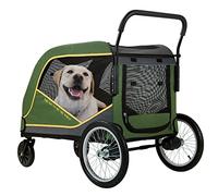 Detachable pet Trolley Strollers,Pet Trolley, Breathable pet Trolley with Side and top mesh Window,Quick Folding Dog pram,Front and Rear Door,2 Large Rear Wheels Travel Dog Pram for Large Dogs up to 1